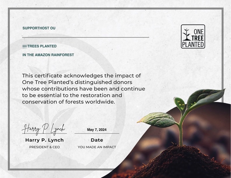 2024 05 One Tree Planted Certificate