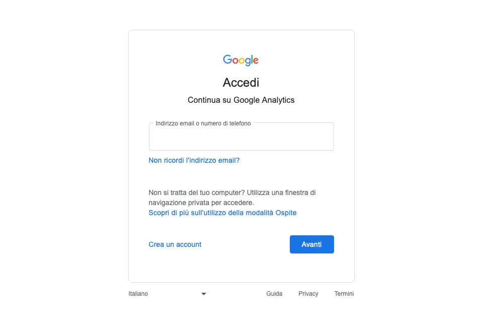 Creazione Account Google Analytics 01